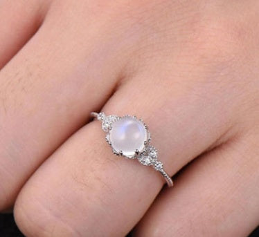 Sacramental Silver Moonstone Ring: A Healing Crystal Ring of Quiet Light