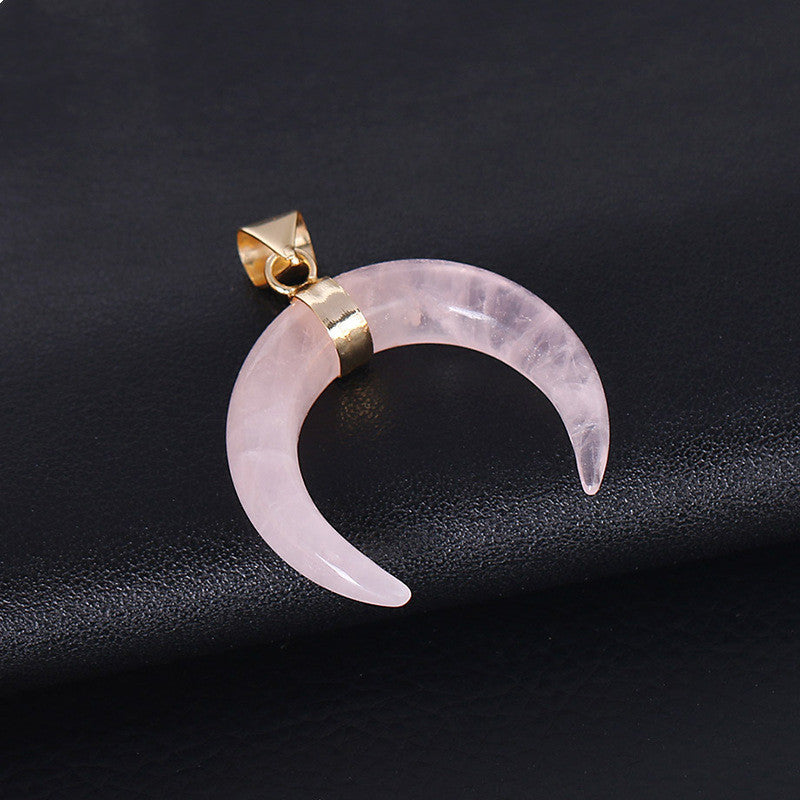 Rose Quartz & Amethyst Moon Pendant Necklace