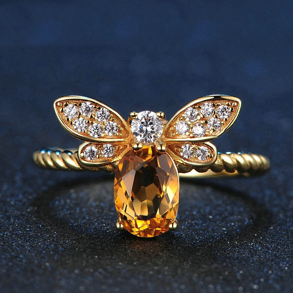 Sacrametal Citrine Bee Ring: Crystal Intention Jewelry