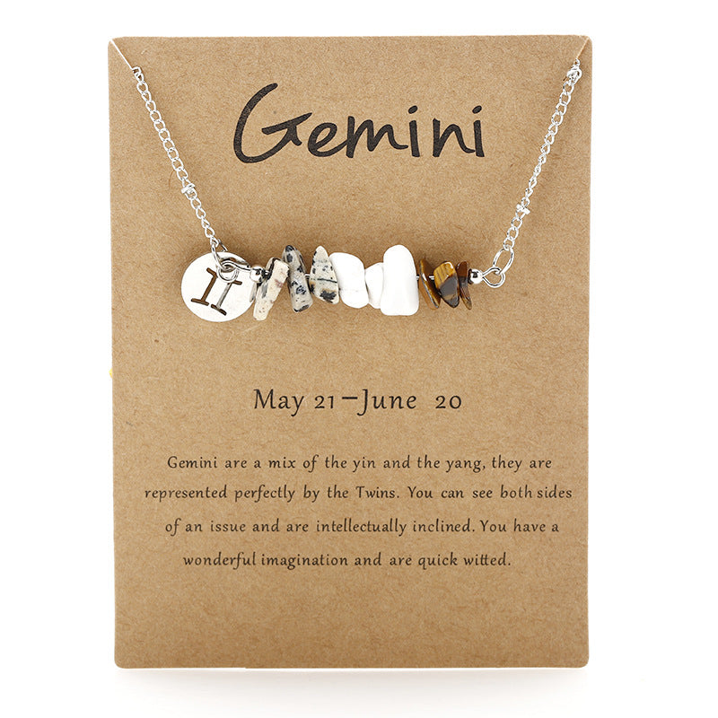 Sacrametal Zodiac Stone Gravel Necklace: Constellation Intention Piece