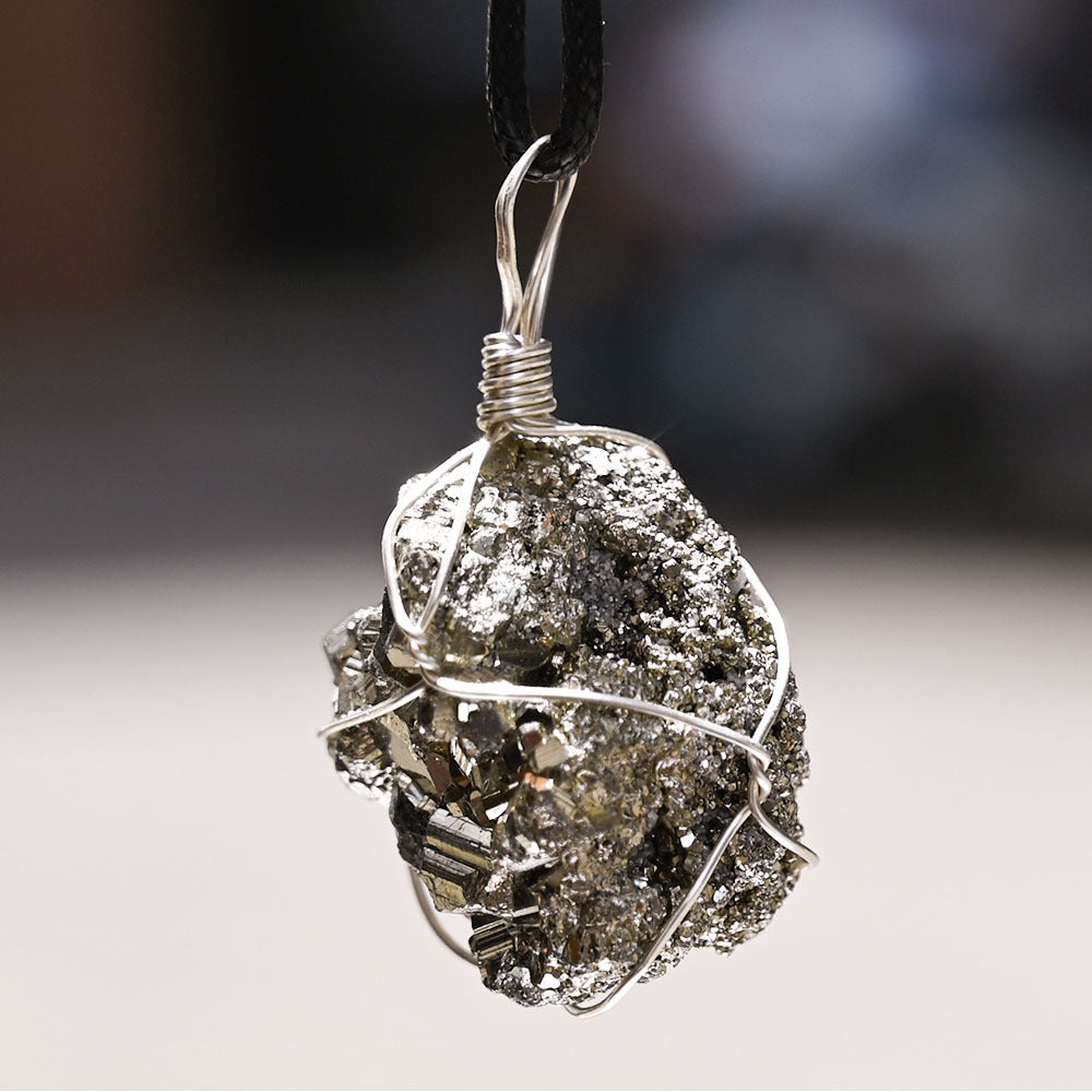 Sacrametal Pyrite Crystal Jewelry: Protection Healing Crystal Necklace