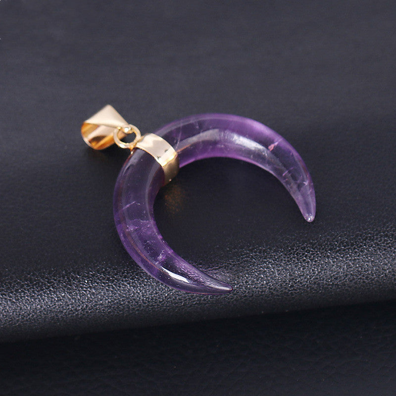 Rose Quartz & Amethyst Moon Pendant Necklace