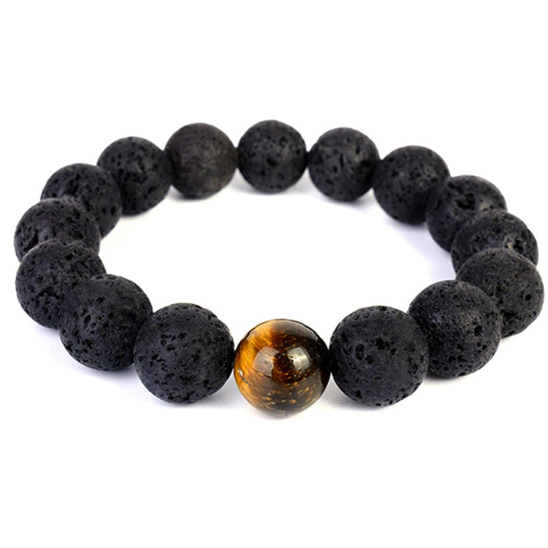 Volcanic & Tiger's Eye Bracelet: Strength & Grounding