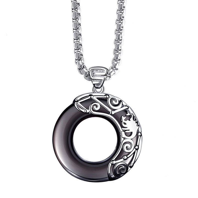 Obsidian Zodiac Sign Pendant Necklace