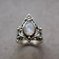 Sacrametal Moonstone Ring: Ancient Silver Crystal Ring for Healing
