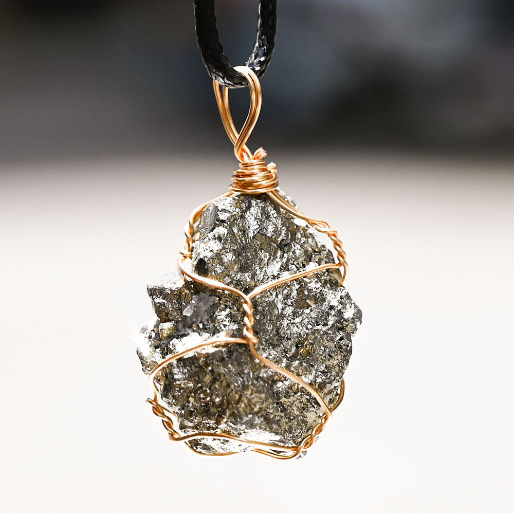 Sacrametal Pyrite Crystal Jewelry: Protection Healing Crystal Necklace