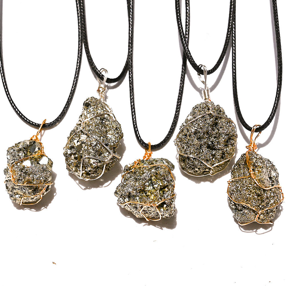 Sacrametal Pyrite Crystal Jewelry: Protection Healing Crystal Necklace