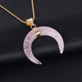 Rose Quartz & Amethyst Moon Pendant Necklace