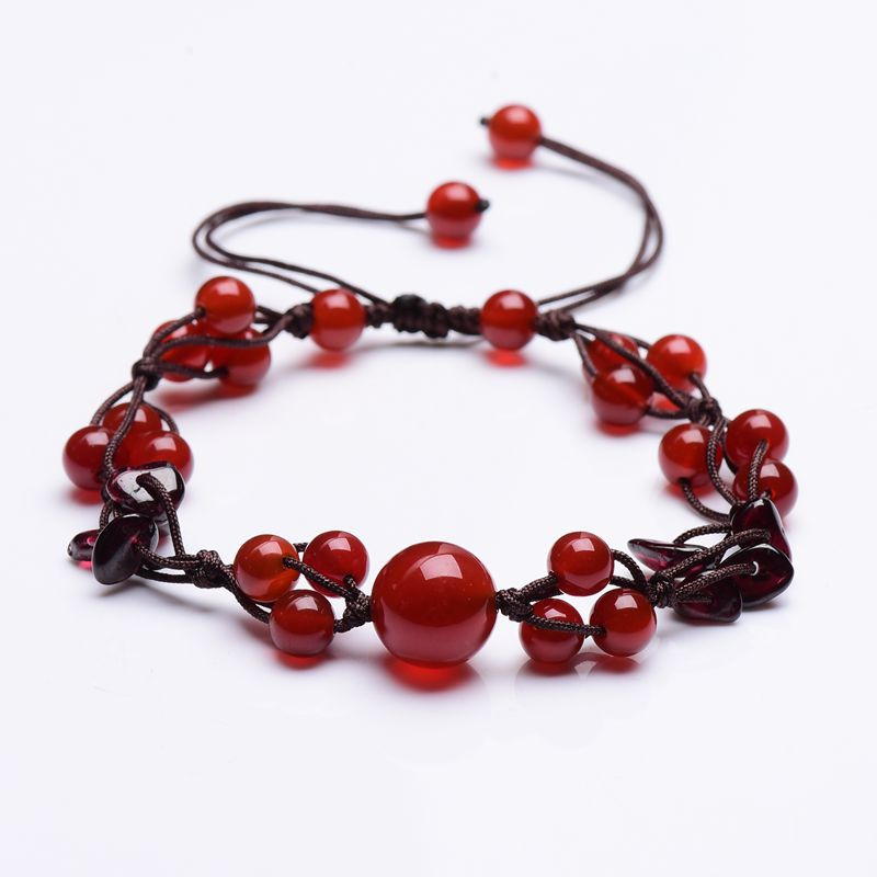 Carnelian & Garnet Healing Crystal Bracelet: Hand-Woven Intention