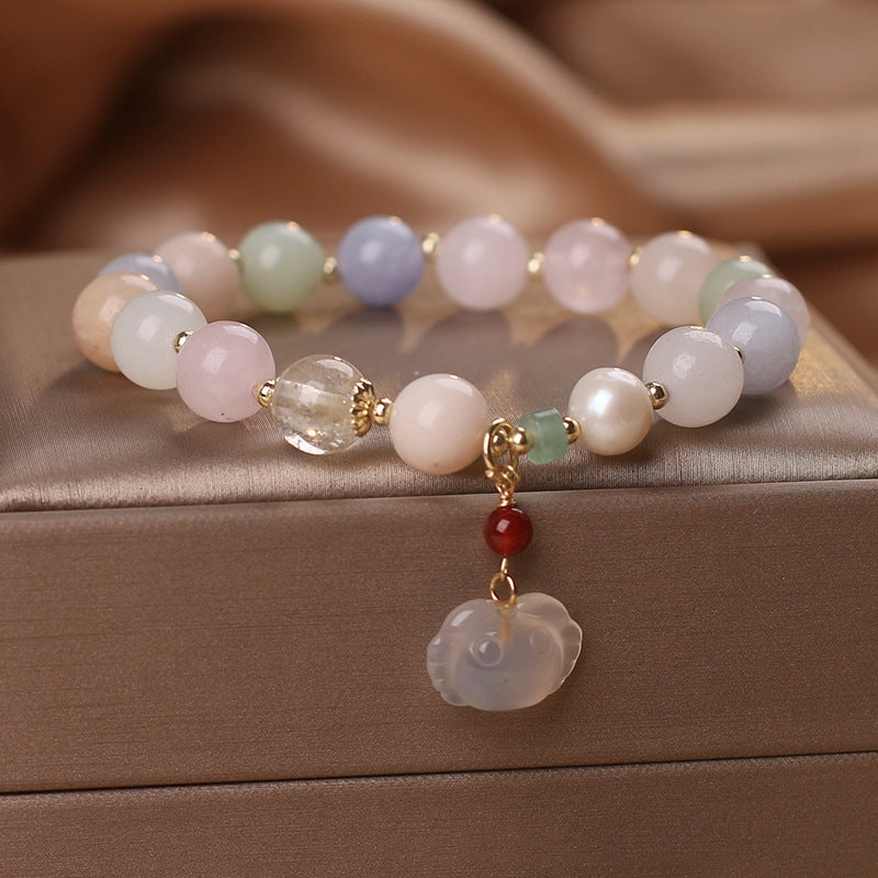 Sacrametal Jade Crystal Bracelet: Pastel Healing Crystal Jewelry