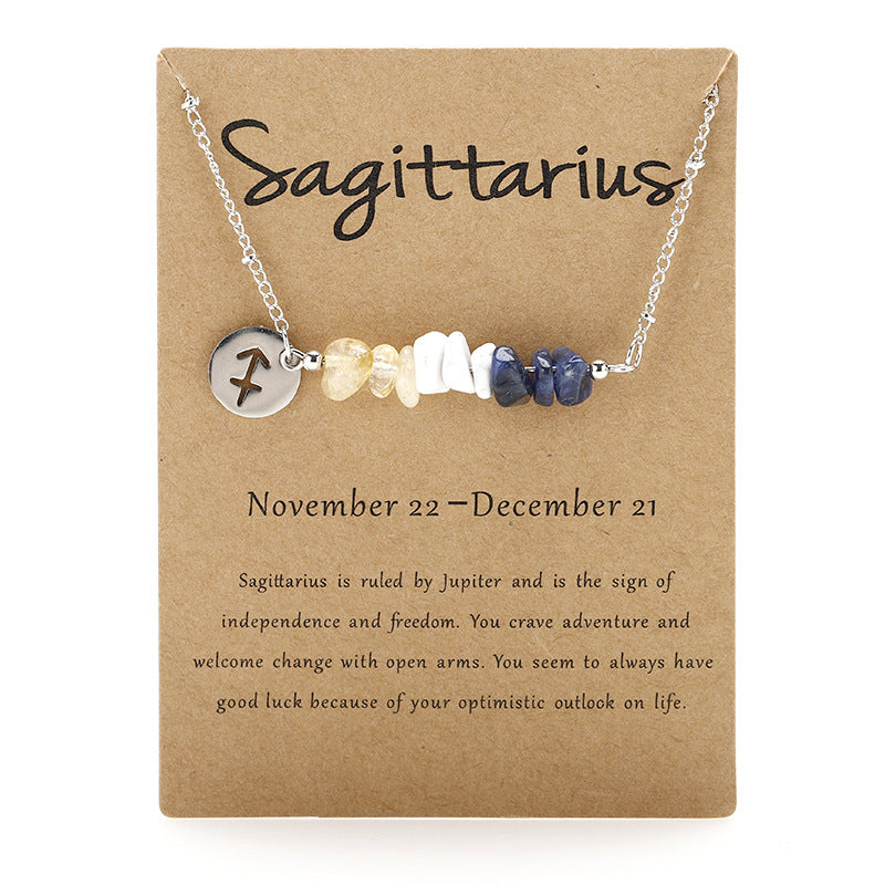 Sacrametal Zodiac Stone Gravel Necklace: Constellation Intention Piece