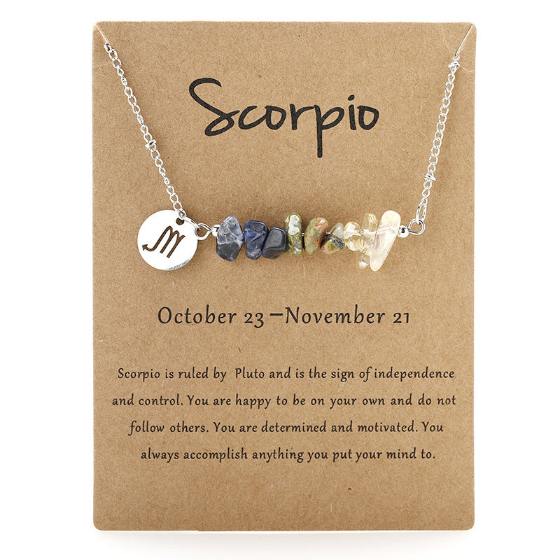 Sacrametal Zodiac Stone Gravel Necklace: Constellation Intention Piece