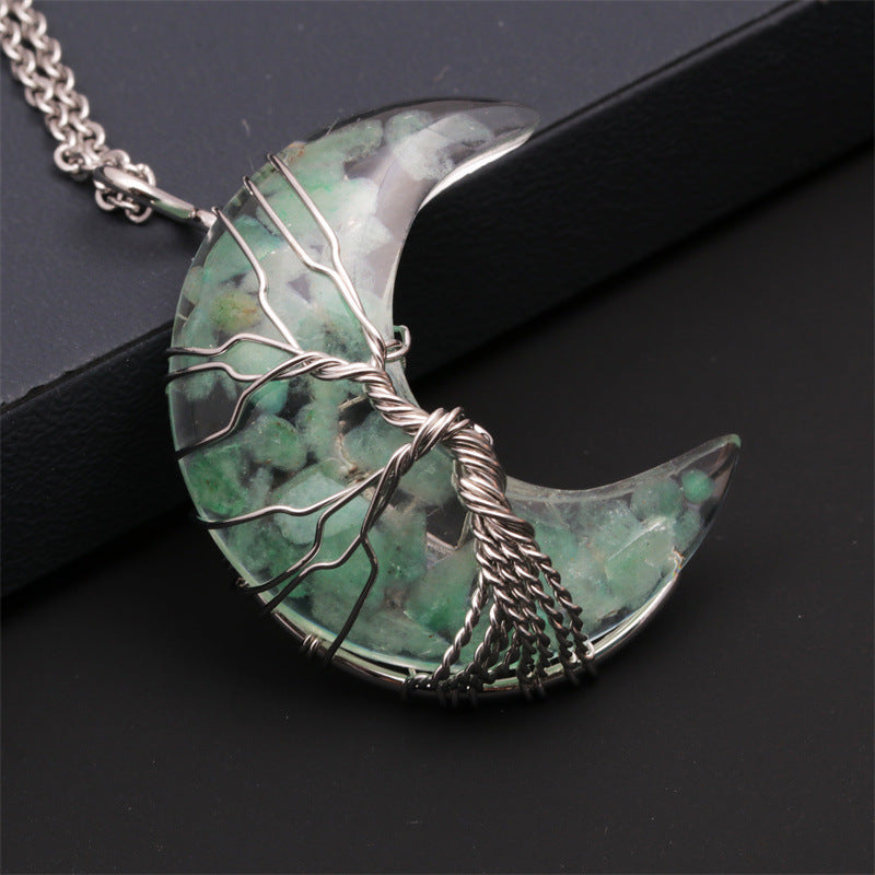 Sacrametal Moon Pendant Healing Crystal Jewelry: Lapis, Amethyst, & More
