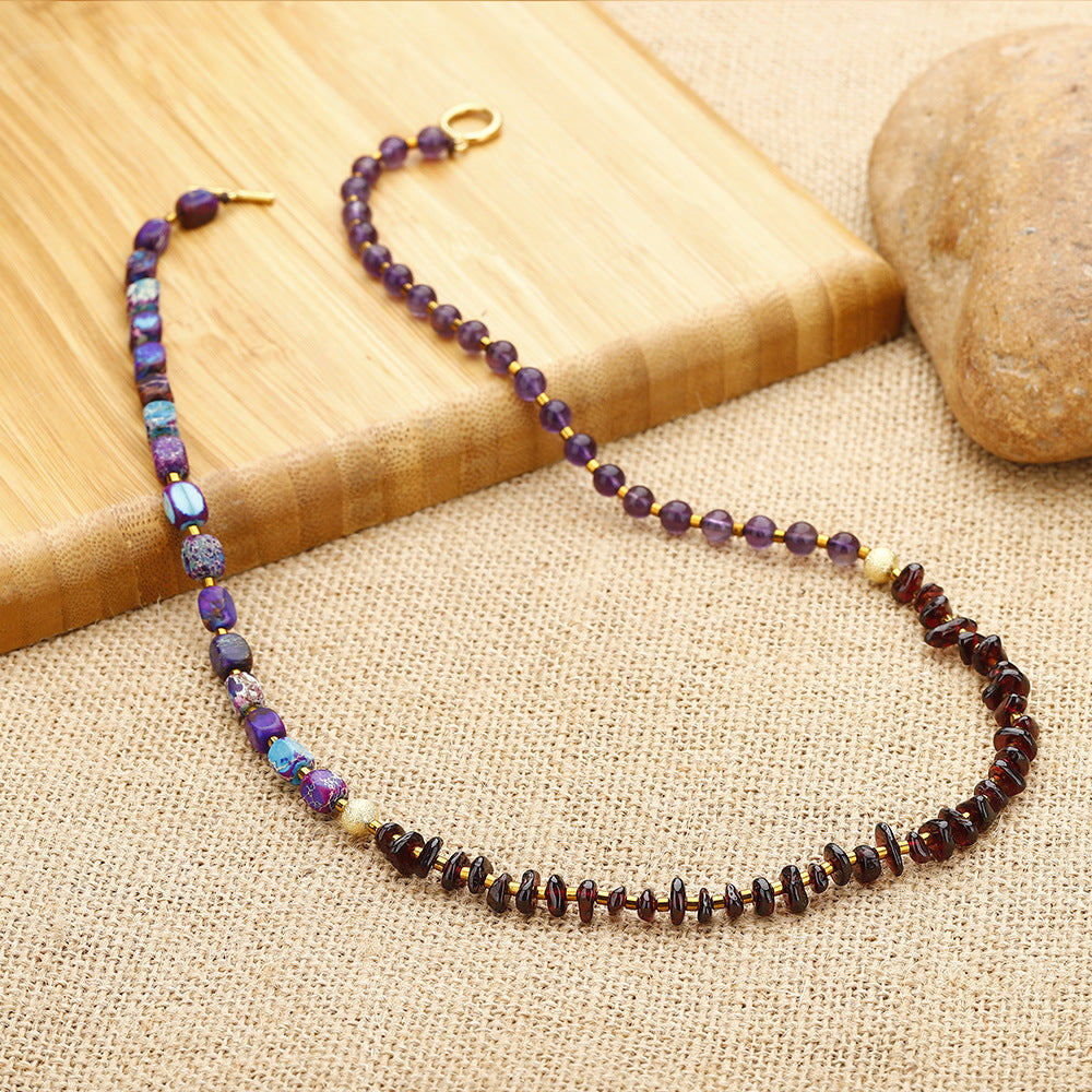 Amethyst Round Beads Stone Bracelet And Necklace