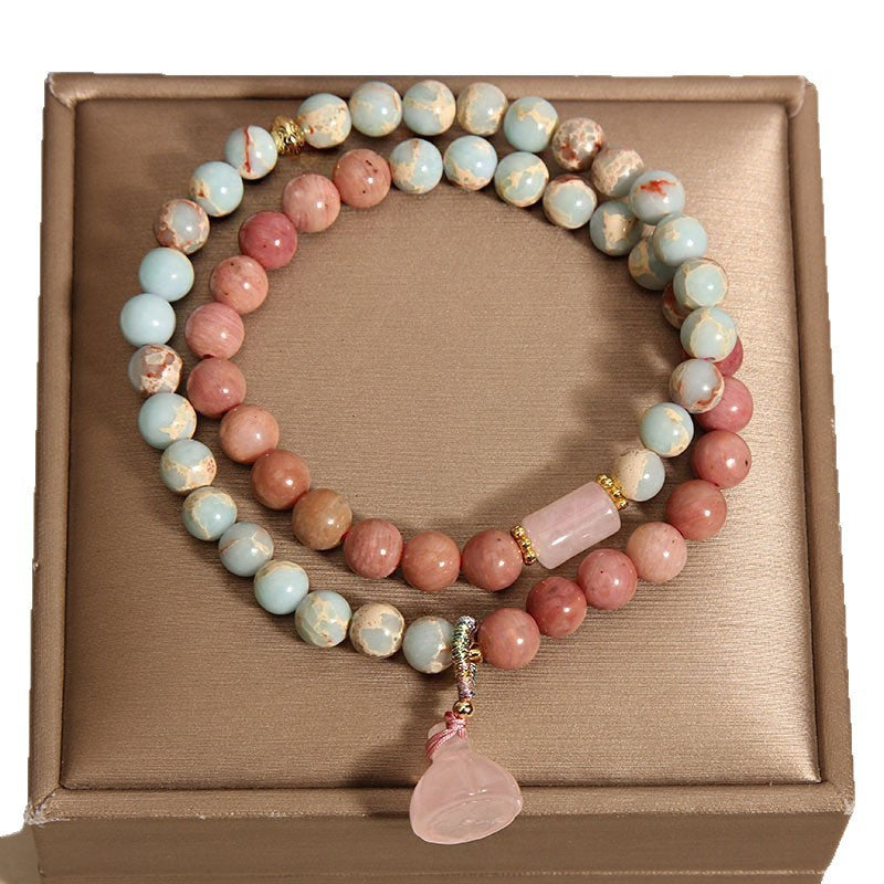 Sacrametal Healing Crystal Bracelet: Rose Quartz, Jasper & Rhodonite Prayer Beads