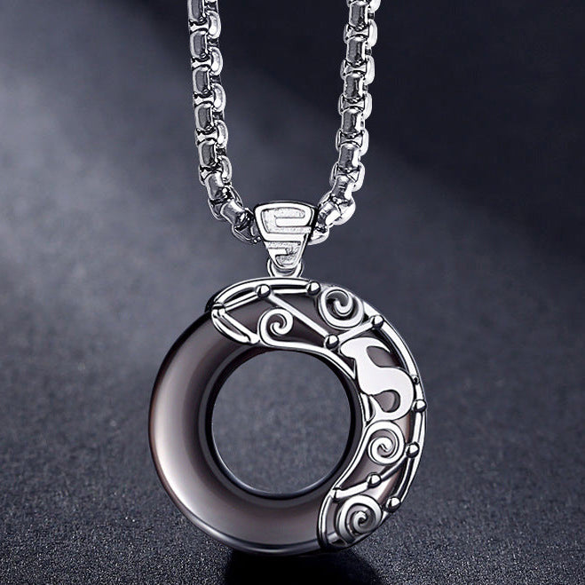 Obsidian Zodiac Sign Pendant Necklace