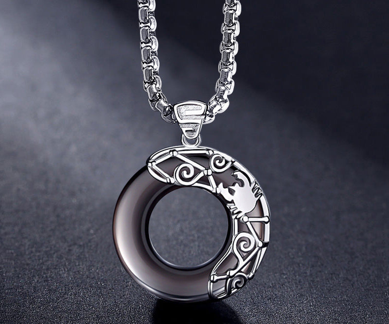 Obsidian Zodiac Sign Pendant Necklace