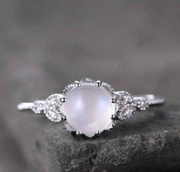 Sacramental Silver Moonstone Ring: A Healing Crystal Ring of Quiet Light