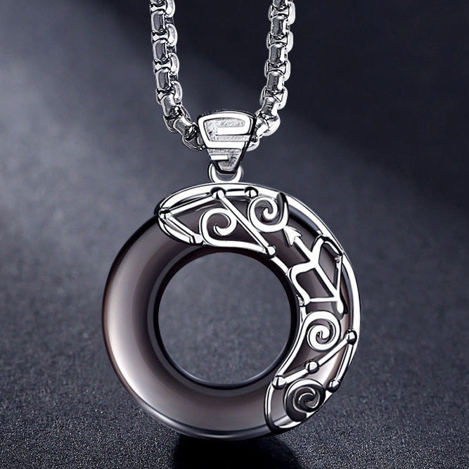 Obsidian Zodiac Sign Pendant Necklace