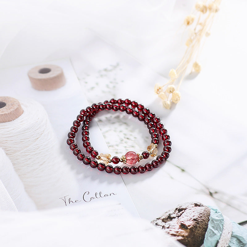 Garnet Healing Crystal Bracelet: Grounding Intention, Dual Strand
