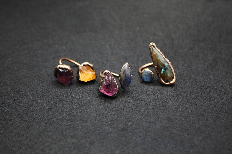 Sacrametal Labradorite & Amethyst Ring: Mystical Guidance