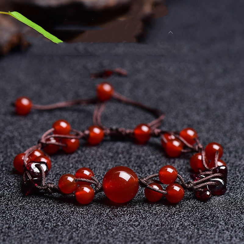 Carnelian & Garnet Healing Crystal Bracelet: Hand-Woven Intention