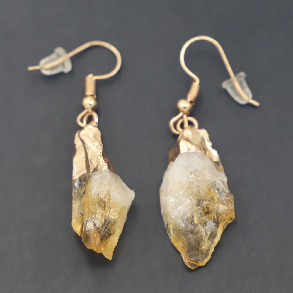 Sacrametal Stone Drop Earrings: Amethyst & Citrine