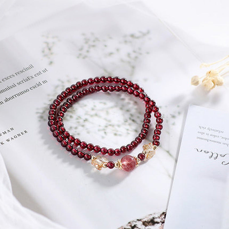 Garnet Healing Crystal Bracelet: Grounding Intention, Dual Strand