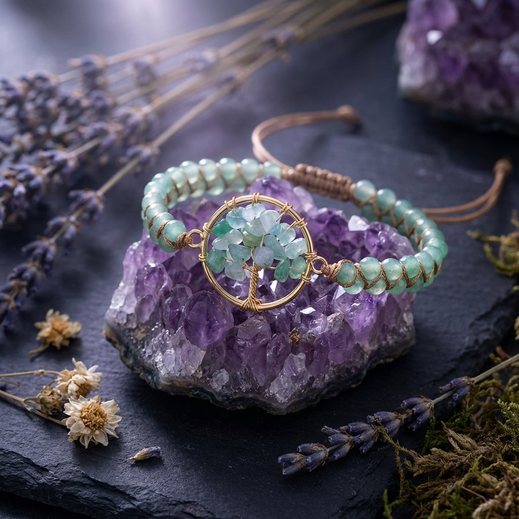 Sacrametal Woven Crystal Bracelet: Tree of Life Intention