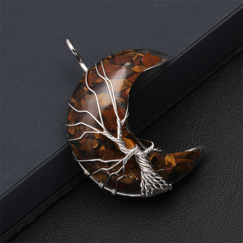 Sacrametal Moon Pendant Healing Crystal Jewelry: Lapis, Amethyst, & More