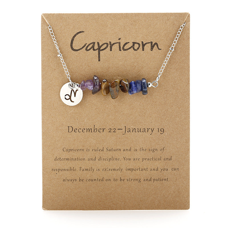 Sacrametal Zodiac Stone Gravel Necklace: Constellation Intention Piece
