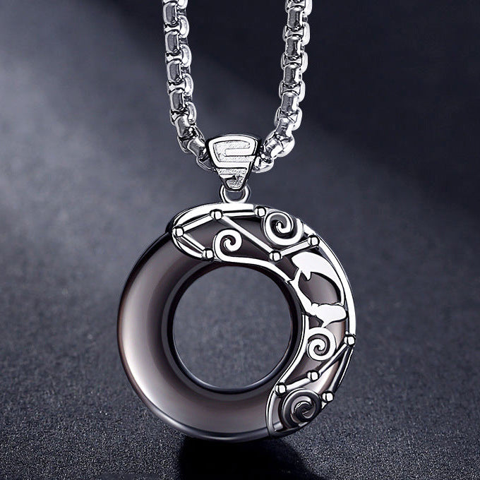 Obsidian Zodiac Sign Pendant Necklace