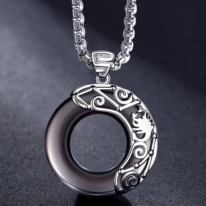 Obsidian Zodiac Sign Pendant Necklace