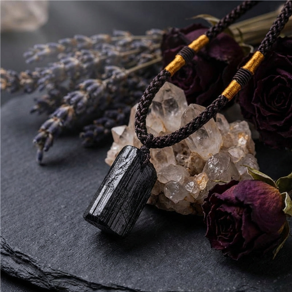 Sacrametal Black Tourmaline Amulet: Protection & Grounding Necklace