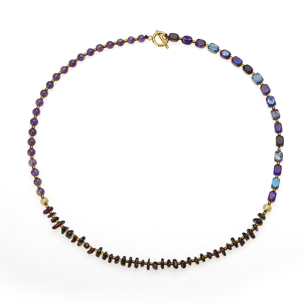 Amethyst Round Beads Stone Bracelet And Necklace