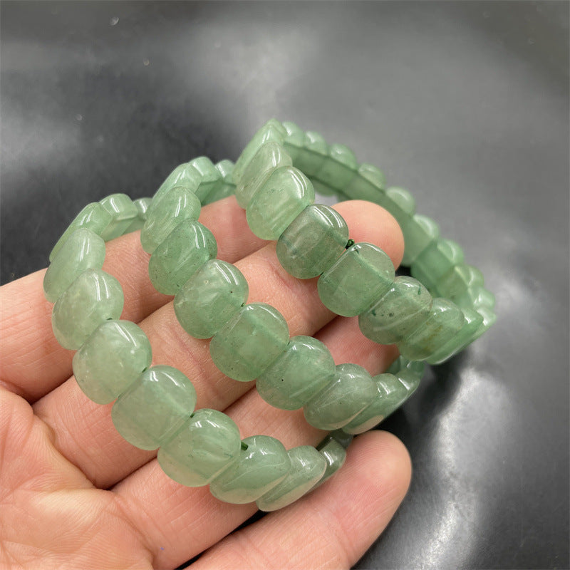 Green Aventurine Healing Crystal Bracelet: Bamboo Cut, Grounding Intention