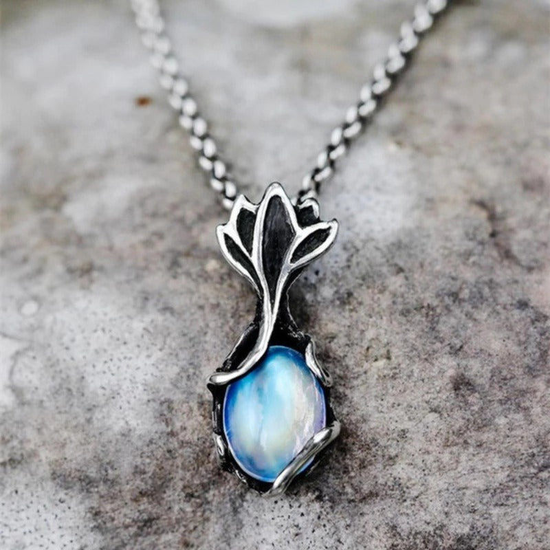 Sacrametal Moonstone Necklace: Wire Wrapped Crystal Jewelry, Healing Intention