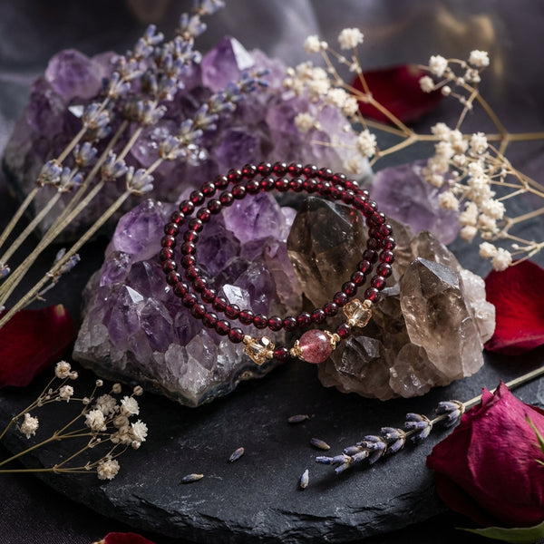 Garnet Healing Crystal Bracelet: Grounding Intention, Dual Strand