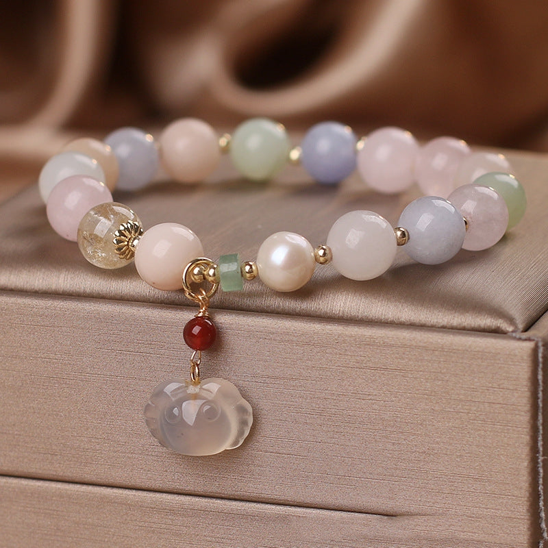 Sacrametal Jade Crystal Bracelet: Pastel Healing Crystal Jewelry