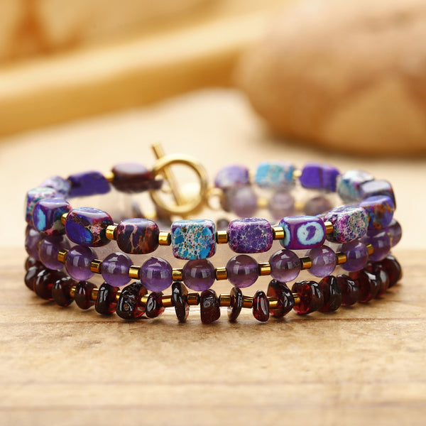 Amethyst Round Beads Stone Bracelet And Necklace