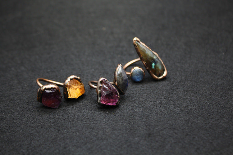 Sacrametal Labradorite & Amethyst Ring: Mystical Guidance