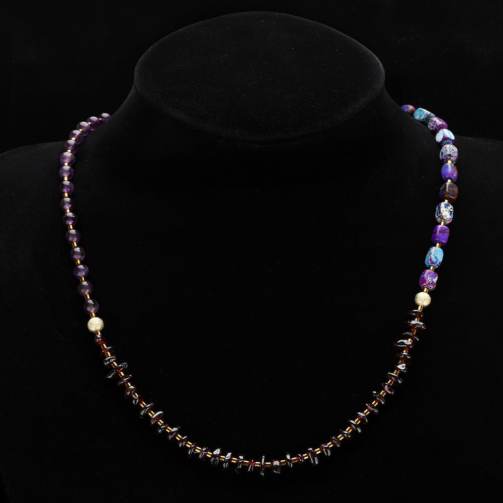 Amethyst Round Beads Stone Bracelet And Necklace