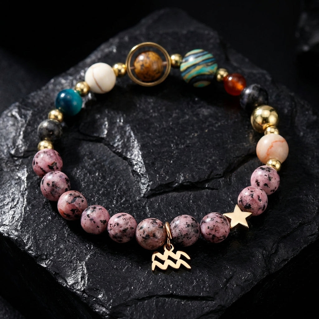 Sacrametal Stone Zodiac Bracelet: Eight Planets, Intention & Guidance