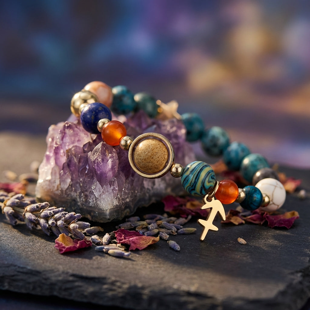 Sacrametal Stone Zodiac Bracelet: Eight Planets, Intention & Guidance