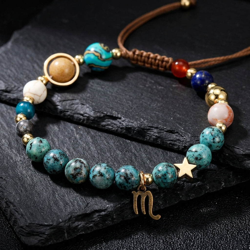 Sacrametal Stone Zodiac Bracelet: Eight Planets, Intention & Guidance