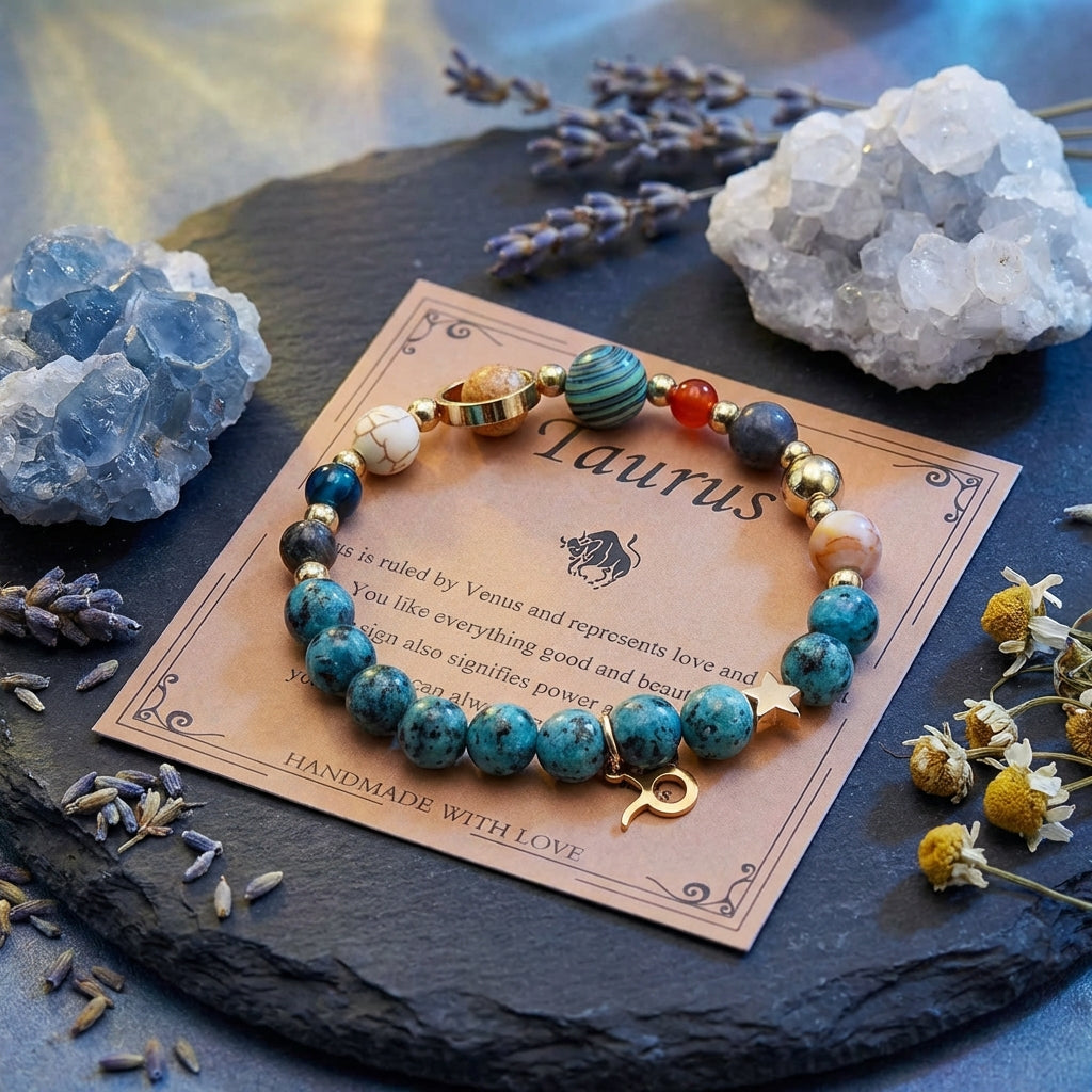 Sacrametal Stone Zodiac Bracelet: Eight Planets, Intention & Guidance