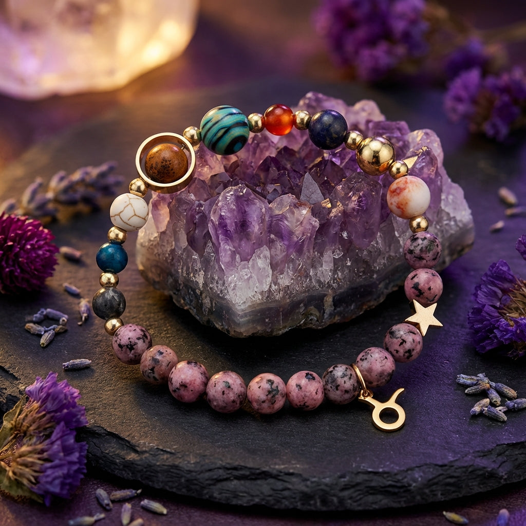 Sacrametal Stone Zodiac Bracelet: Eight Planets, Intention & Guidance