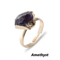 Green Flourite, Amethyst, Garnet Minimal Rings