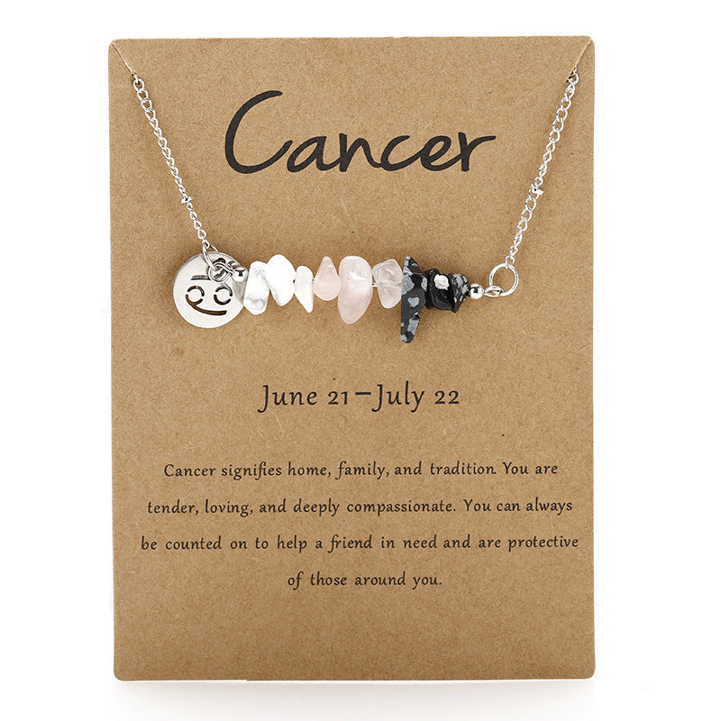 Sacrametal Zodiac Stone Gravel Necklace: Constellation Intention Piece