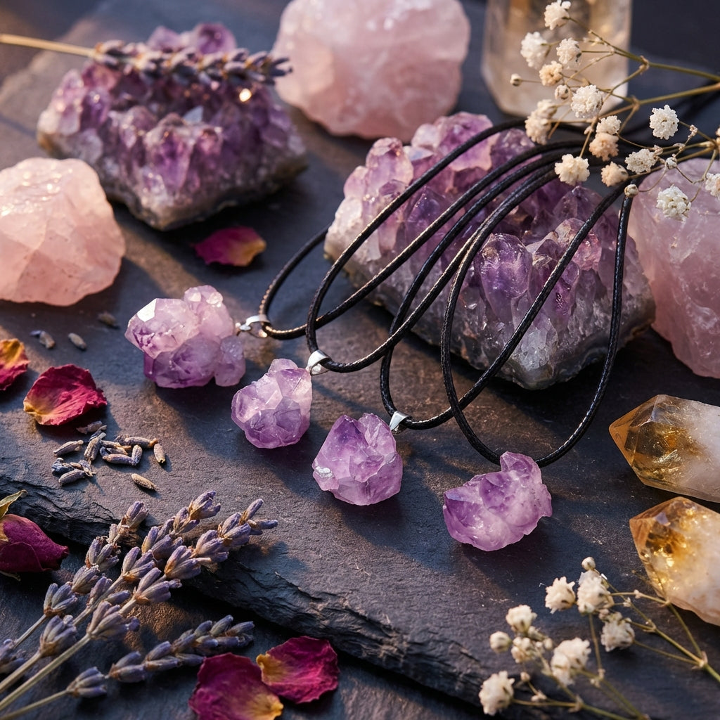 Handcrafted Crystal Tower Necklace - Amethyst, Rose Quartz, Citrine & More